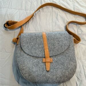 Gray and Tan Women's Crossbody Bag